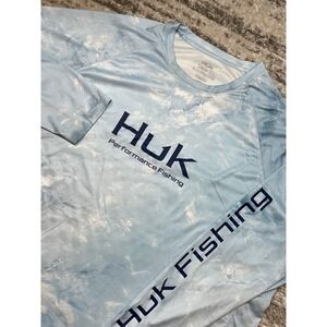 Huk Fishing Shirt Mens XXXL Blue Camo Pursuit Long Sleeve Mossy Oak H1200610-943
